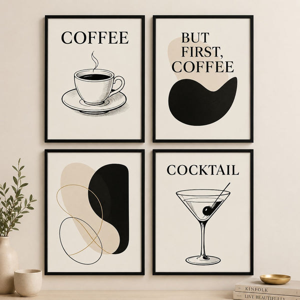 Coffee themed set of 4 Frames