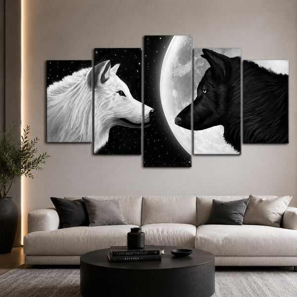 Moonlight Wolves Set of 5 Wall Frames