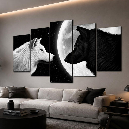 Moonlight Wolves Set of 5 Wall Frames