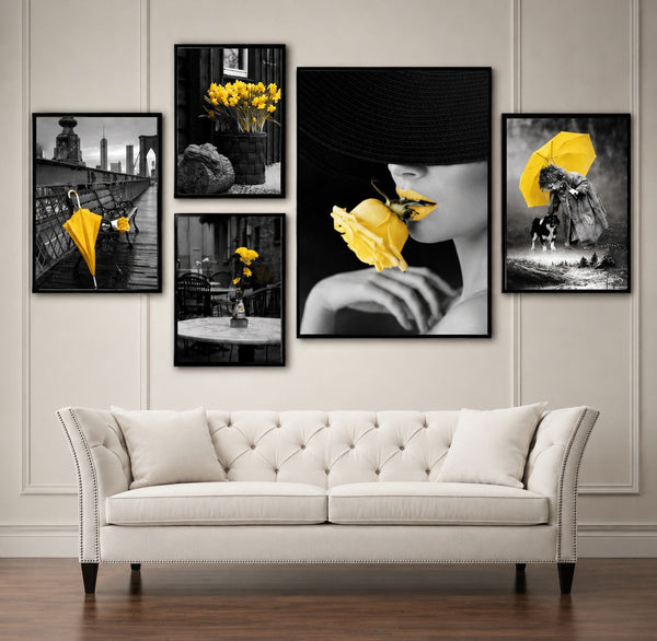 Golden Accents in Monochrome (5 Frames set)
