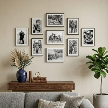 Modern Black Picture Frames Set of 9 (8x12 Inches) – Family Photo Gallery Wall Set