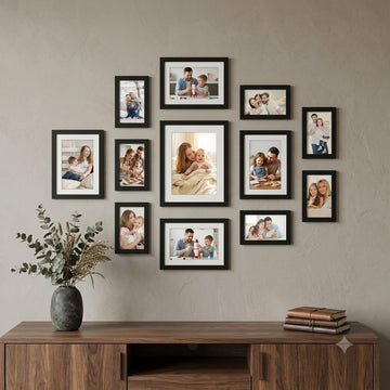 Modern Black Picture Frames Set of 12 – Multi-Size Family Photo Gallery Wall Set