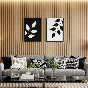 Modern Black & White Botanical Leaf Wall Art Frames – Set of 2 (12x18 Inches)