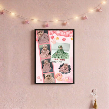 Personalized Baby Photo Collage Wall Frame (12x18 Inches) – Custom Baby Name & Milestone Wall Art