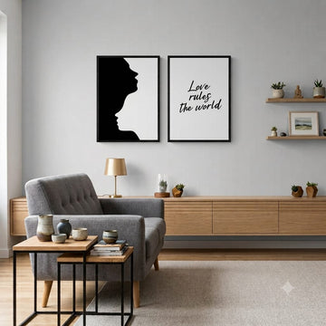 Love Rules The World Wall Art Set of 2 (12x18 Inches)
