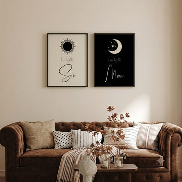 Set of 2 Live by Sun Love by Moon Wall Art (12x18 Inches)