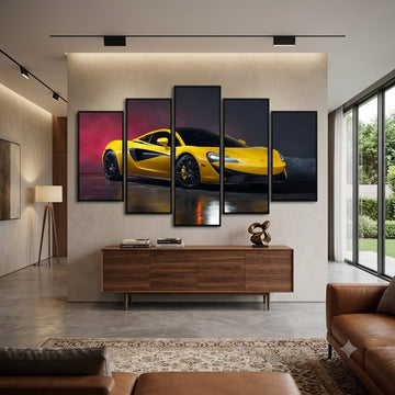 Yellow Supercar 5-Piece Canvas Wall Art Set