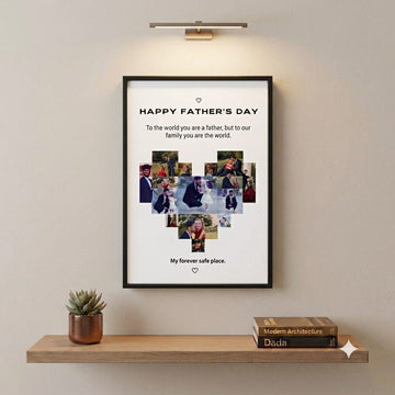 Personalized Father's Day Heart Photo Collage Frame 12x18