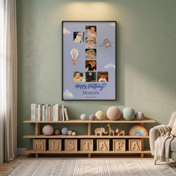Personalized 1st Birthday Photo Frame - 12x18 Wall Art